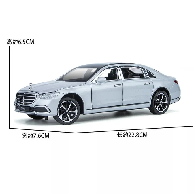 Mercedes-Benz S-Class Die-Cast Model - 1:24 Scale with Lights and Sound - Grey - Image 3
