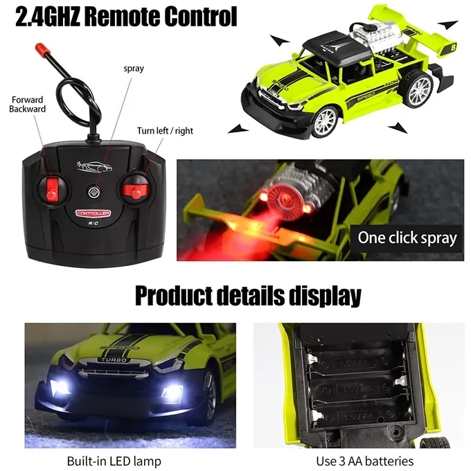 Remote Control Rock Monster Stunt Car with Lights and Flame Spray - High-Quality RC Toy - Image 4