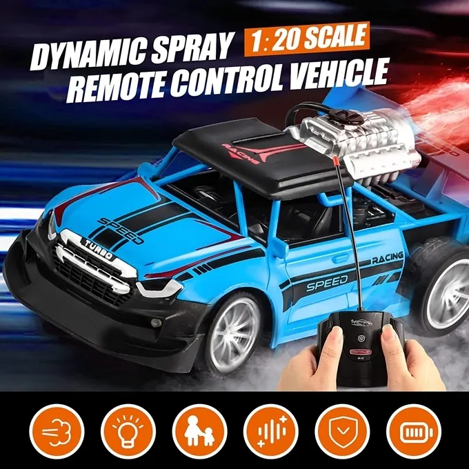 Remote Control Rock Monster Stunt Car with Lights and Flame Spray - High-Quality RC Toy - Image 6