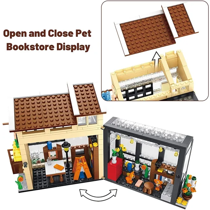 Bookstore Building Kit with Lights - 640 Parts - Image 6