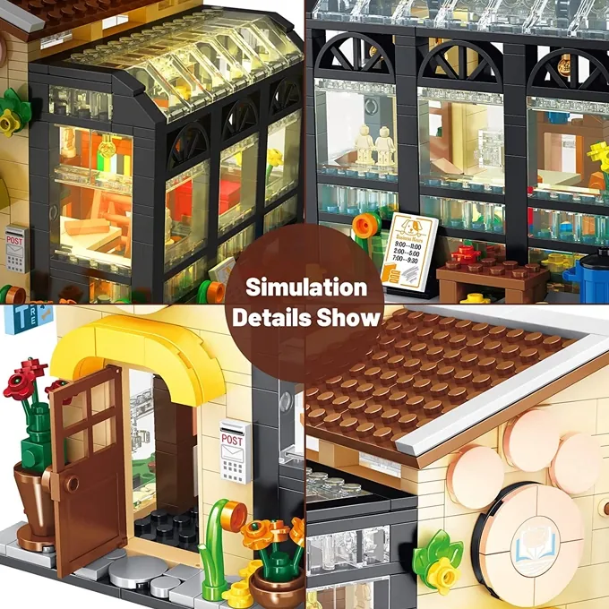 Bookstore Building Kit with Lights - 640 Parts - Image 5