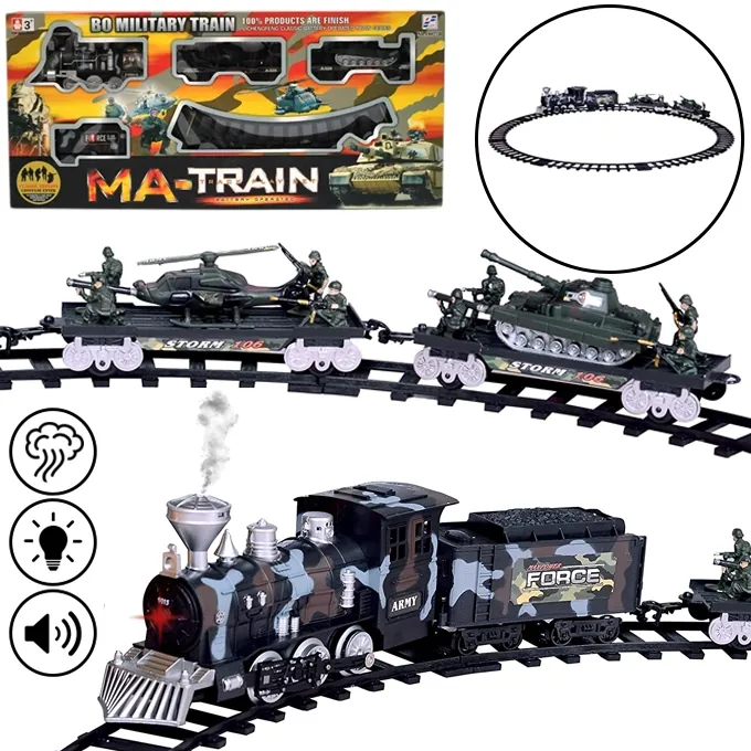 Military Electric Train Set with Lights, Sound & Smoke - Ultimate Train Toy