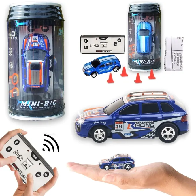 Mini Remote Control Soda Can Car - 4-Channel with Lights