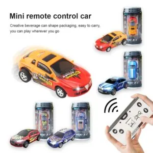 Mini Remote Control Soda Can Car - 4-Channel with Lights - High-Quality RC Toy