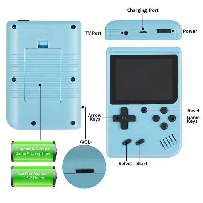 SUP Game Box Plus - Rechargeable Portable Game Console with TV Support & 2 Players - Blue (Ages 7+) - Image 6