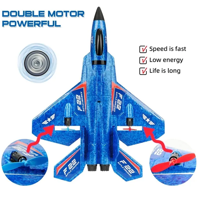Remote Control F-22 Foam Fighter Jet - 2.4GHz High-Quality Toy - Image 4