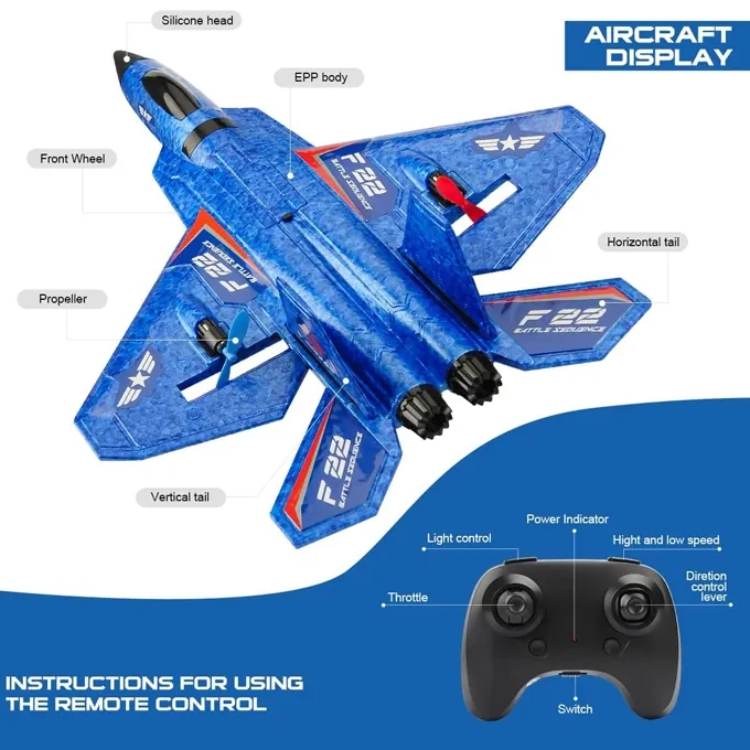 Remote Control F-22 Foam Fighter Jet - 2.4GHz High-Quality Toy - Image 5