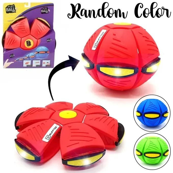 Flying Throw Disc Ball Toy - 3 LED Lights Soft Outdoor Toy - Random Color