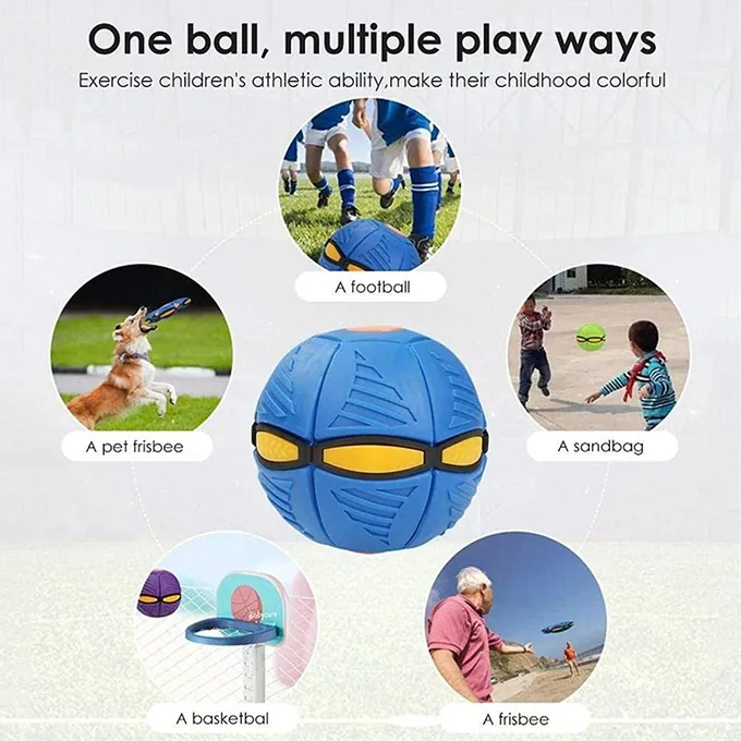 Flying Throw Disc Ball Toy - 3 LED Lights Soft Outdoor Toy - Random Color - Image 7