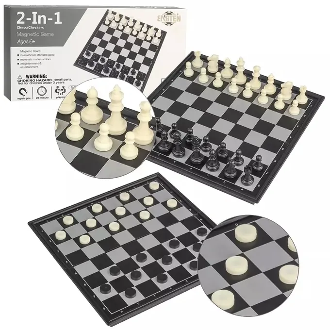 Magnetic Chess and Checkers Travel Set - Strategy Game (Ages 6+) - Image 2