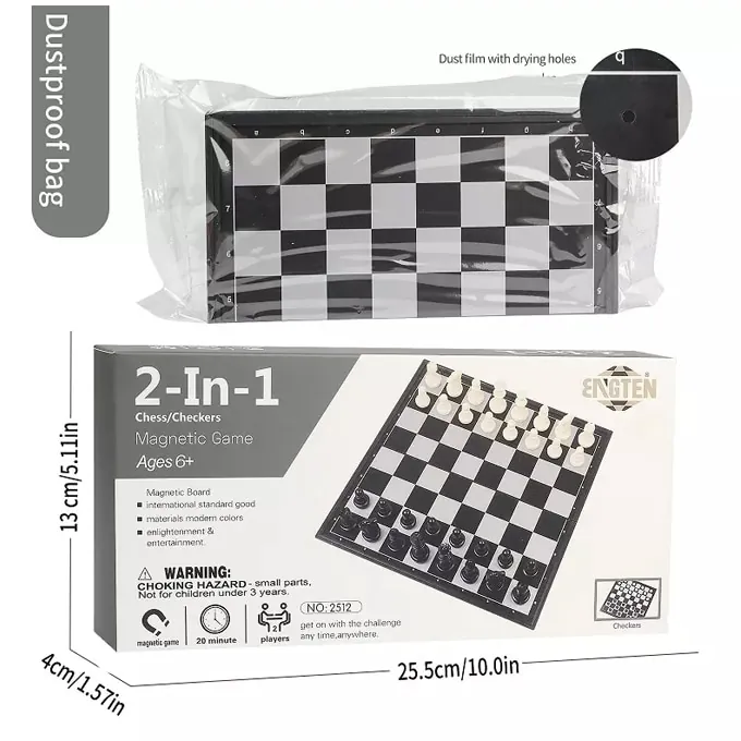 Magnetic Chess and Checkers Travel Set - Strategy Game (Ages 6+) - Image 3