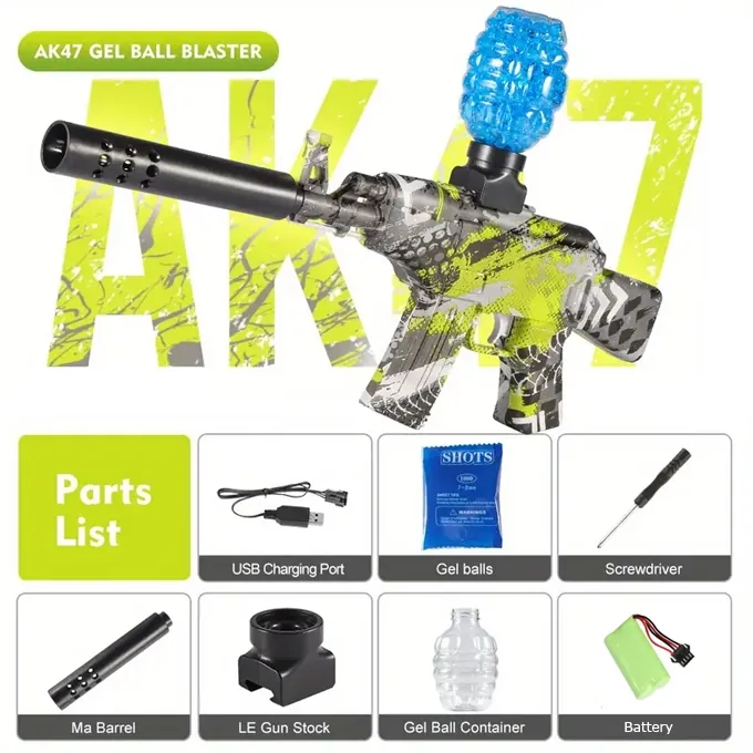 A-47 Gel Blaster with 1,000 Gel Balls - Compact Gel Shooter for Kids