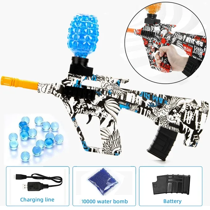 Mini AUG Gel Blaster Gun with 10,000 Gel Balls - Fun Shooting Toy