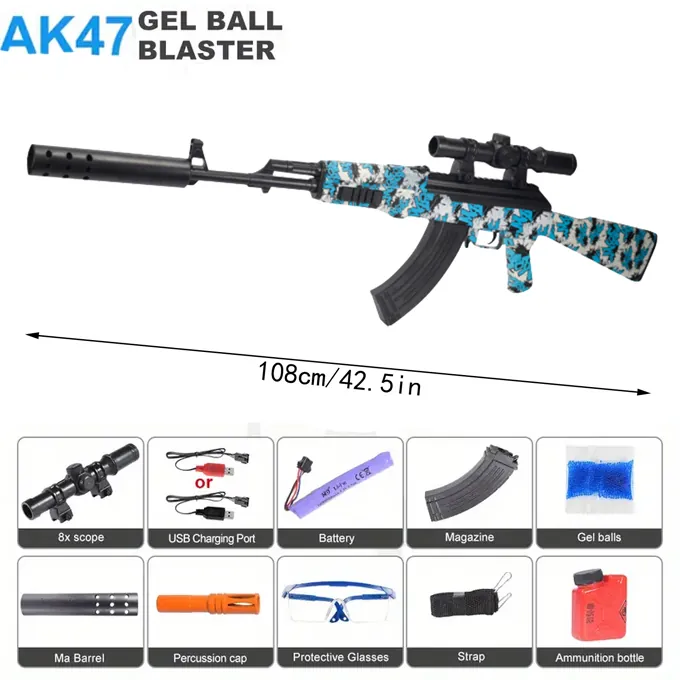 AK47 Gel Blaster with Manual & Electric Modes - Toy Gun for Kids - Image 2