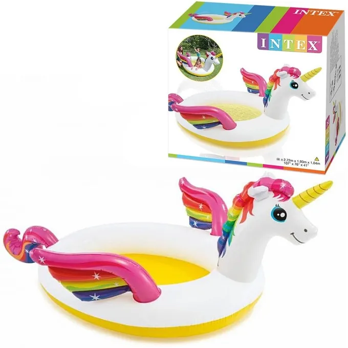 Intex Inflatable Unicorn Pool with Shower - 272 x 193 x 104 cm - Premium Pool Accessory