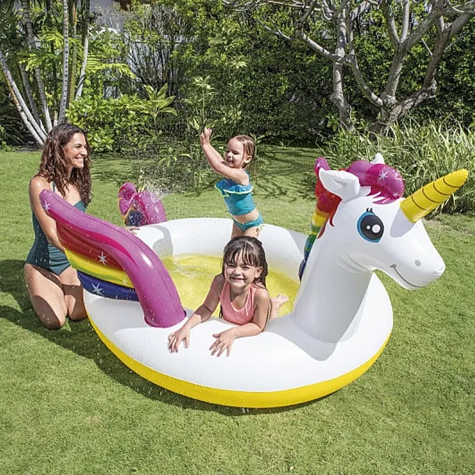 Intex Inflatable Unicorn Pool with Shower - 272 x 193 x 104 cm - Premium Pool Accessory - Image 3