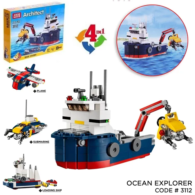 Decool 4-in-1 Architect Ocean Explorer ? Submarine & Ship DIY Toy