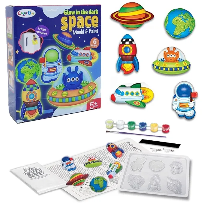 Glow-in-the-Dark Space Mould and Paint Set - High-Quality Toy for Girls