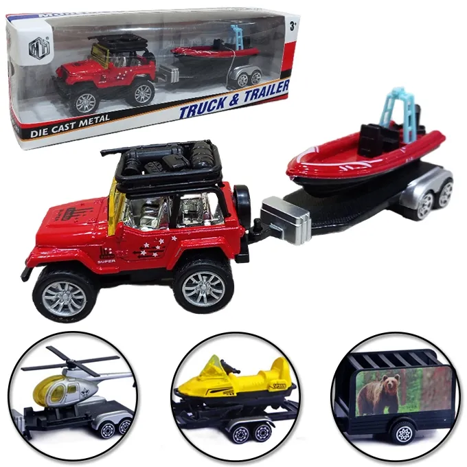 Jeep and Trawler Die-Cast Metal Toy - Assorted Colors