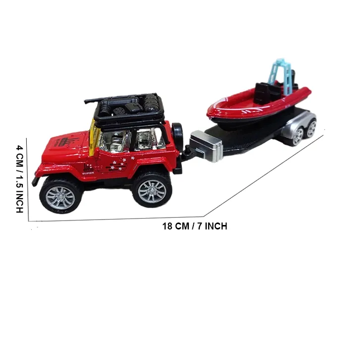 Jeep and Trawler Die-Cast Metal Toy - Assorted Colors - Image 3