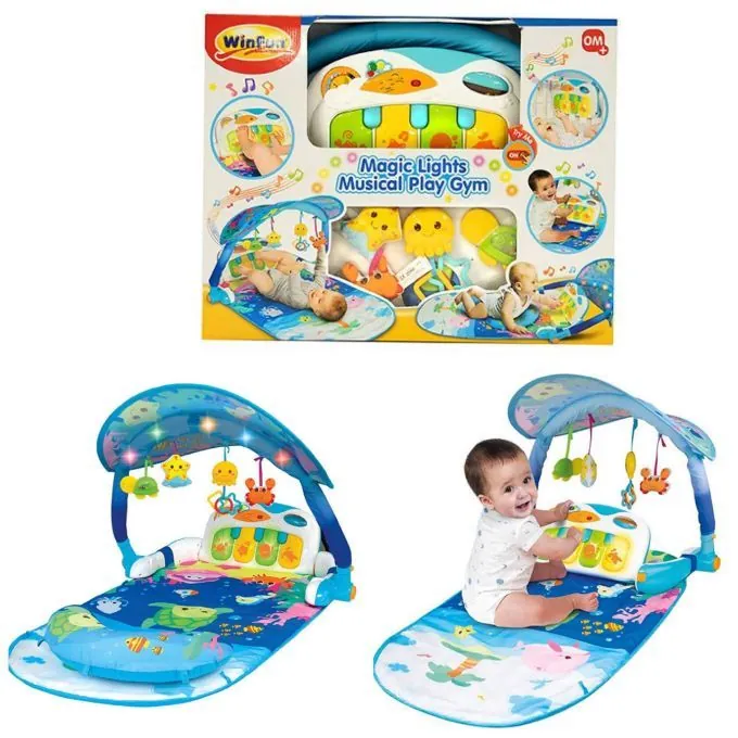 WinFun Magic Lights Musical Play Gym - Teether and Rattle Toy for Babies