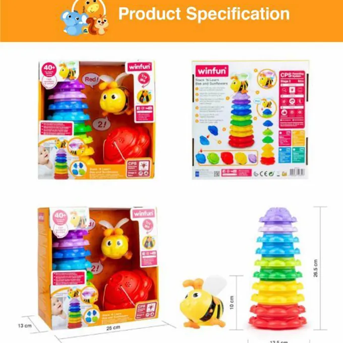 WinFun Bee & Sunflowers Stacking Toy - Educational Activity for Ages 3-6 - Image 2