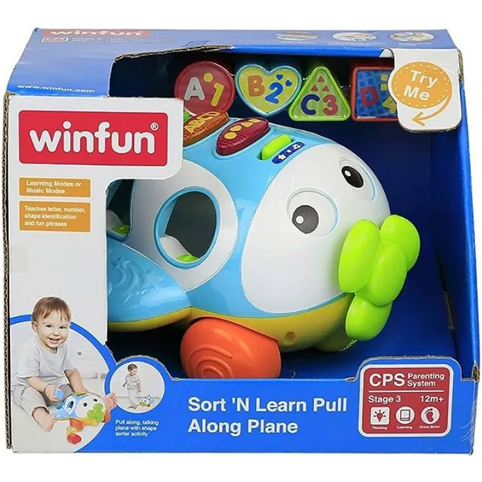 WinFun Pull Along Plane Sorting Toy - Learning Toy for Kids 3-6 Years - Image 2