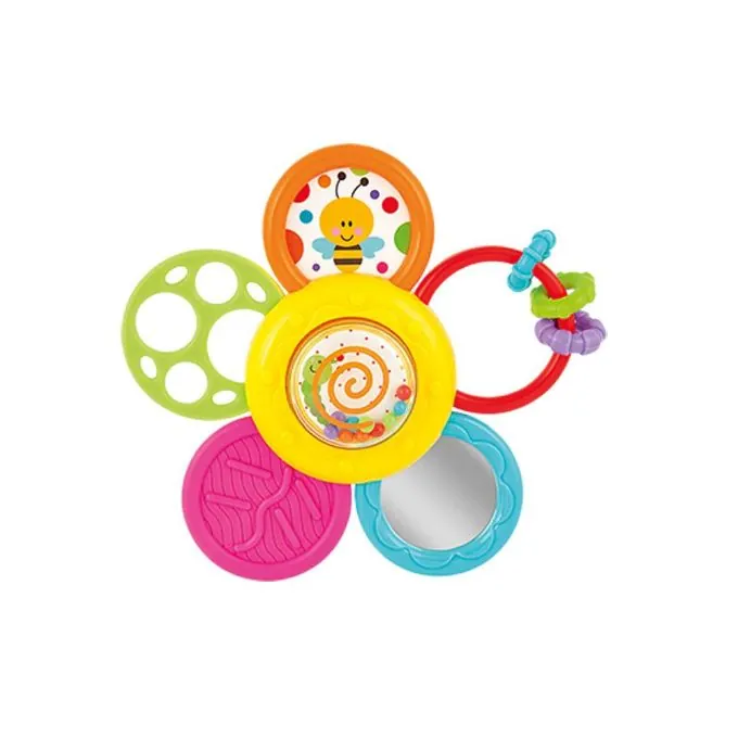 WinFun Daisy Spin Rattle and Teether Set - Fun Toy for Newborns