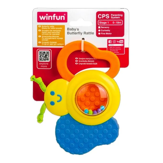 WinFun Butterfly Rattle and Teether Set - Fun Toy for Ages 3-6+