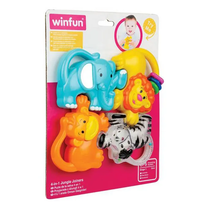 WinFun 4-in-1 Jungle Joiners Rattles - Interactive Toy for All Ages