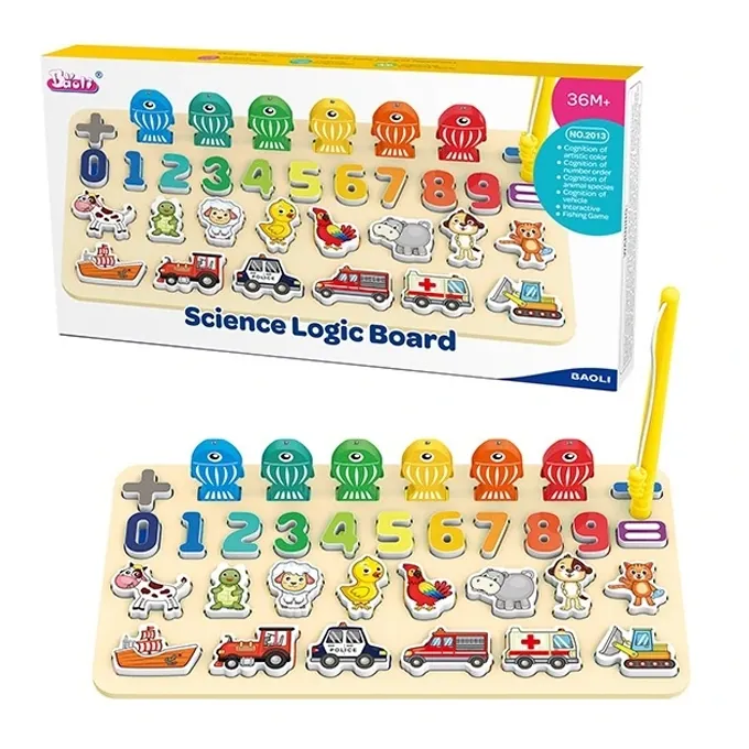 Montessori Wooden Busy Board - Math Fishing Counting Toy