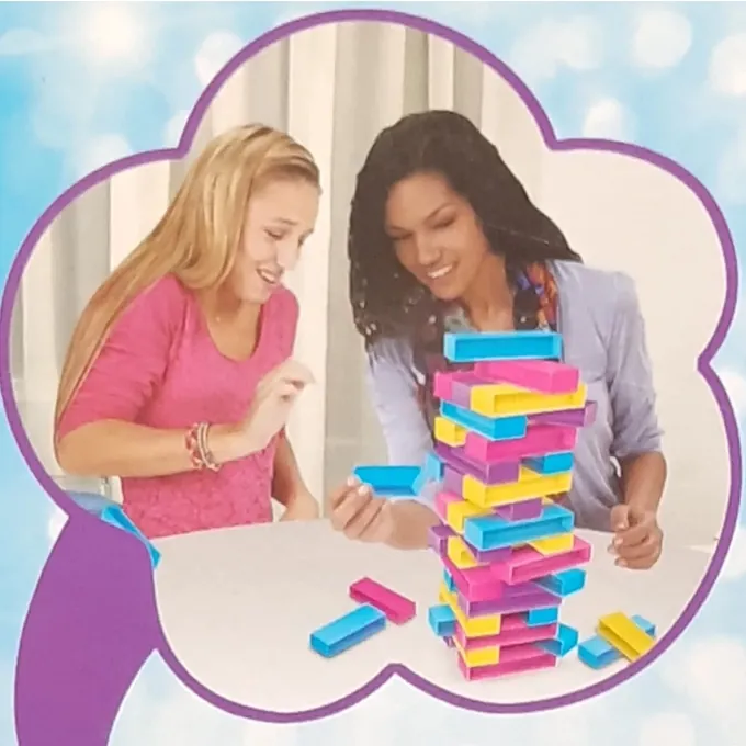Mini Jenga Tower - 45 Vibrant Stacking Blocks (Ages 5+) - Image 3