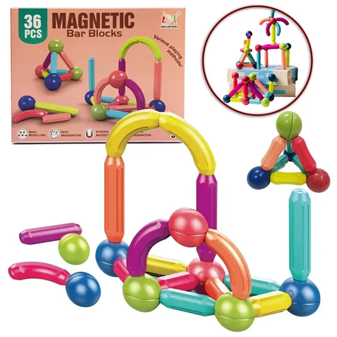 36-Piece Magnetic Building Blocks - Early Learning Construction Toy (Ages 3+)