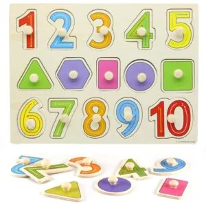 Wooden Shapes and Numbers Puzzle - Montessori Educational Toy