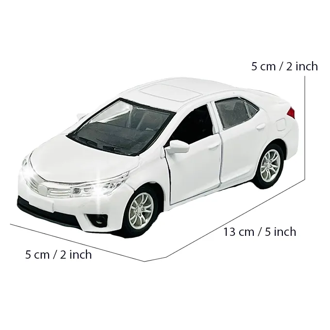 Toyota Corolla Grande Die-Cast Model - 5 Inches with Lights and Sound - White - Image 2
