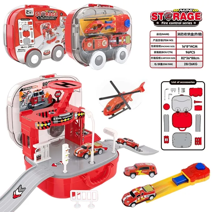 Mini Firefighter Cars with Storage Box - Fun Toy for Kids