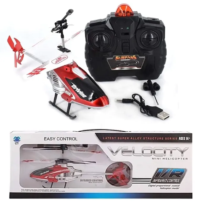 Red 2.5-Channel RC Helicopter - Infrared Control - Approx. 12 Inches