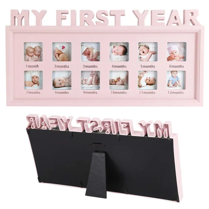 My First Year Baby Pictures Wooden Frame for 12 Months - High-Quality Memory Toy