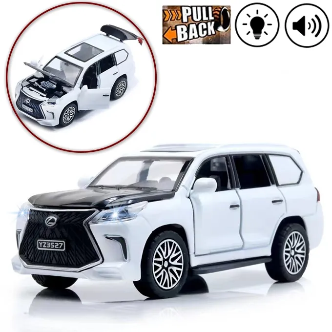 Lexus Land Cruiser Prado Die-Cast Model - 5 Inches with Lights and Music - White