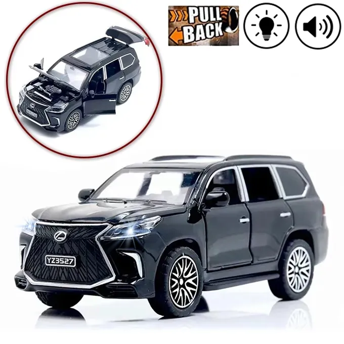 Lexus Land Cruiser Prado Die-Cast Model - Pull Back with Lights and Music - Black