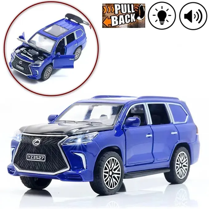 Lexus Land Cruiser Prado Die-Cast Model - Pull Back with Lights and Music - Blue