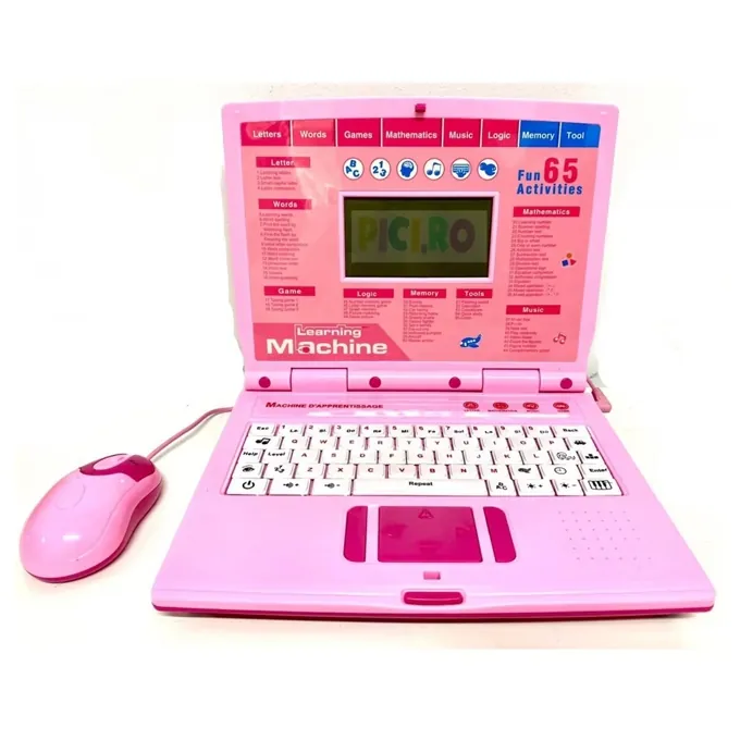 Pink Learning Laptop for Kids - 65 Activities Educational Machine for Ages 3-6+