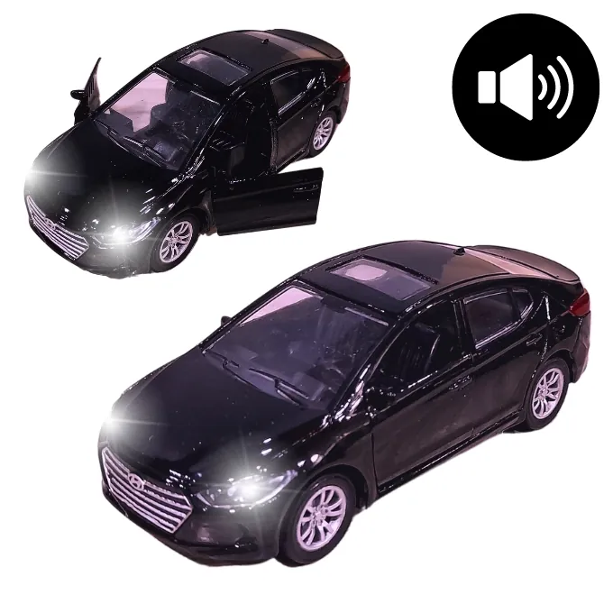Hyundai Elantra Die-Cast Model - 1:32 Scale with Lights and Sound - Black