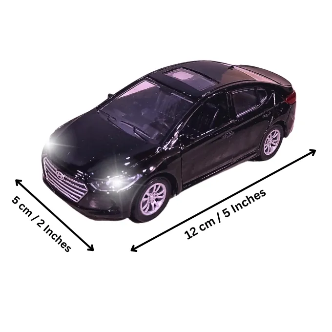 Hyundai Elantra Die-Cast Model - 1:32 Scale with Lights and Sound - Black - Image 2