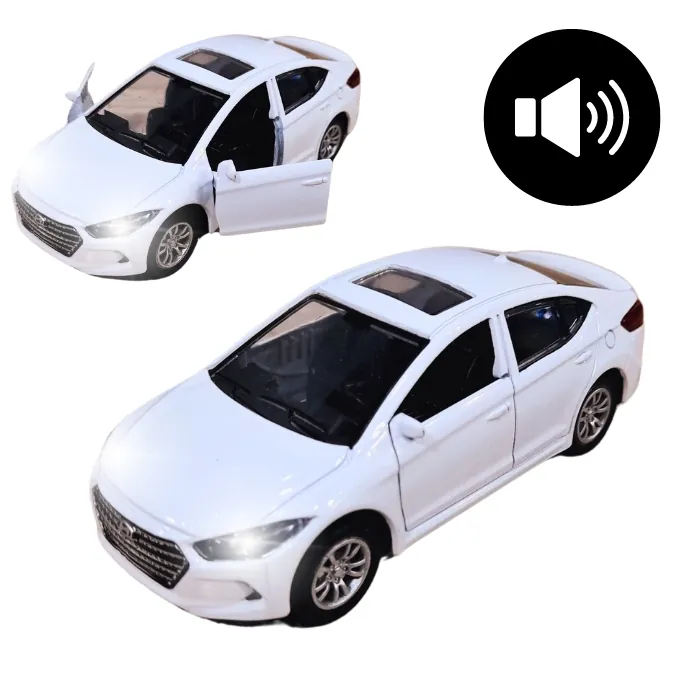 Hyundai Elantra Die-Cast Model - 1:32 Scale with Lights and Sound - White