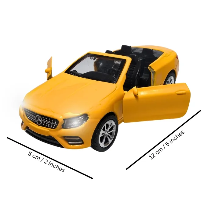 Mercedes Benz Cabriolet Die-Cast Model - 5 Inches with Lights and Music - Yellow - Image 2