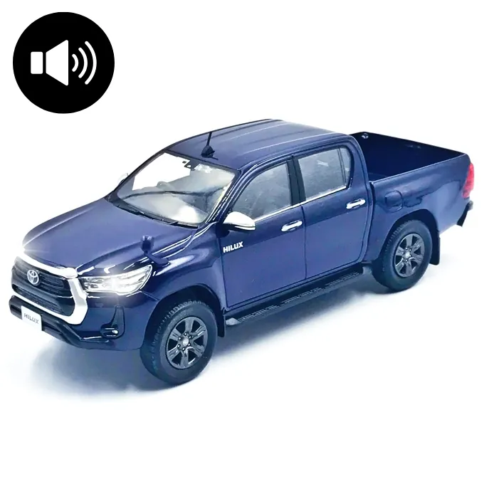 Toyota Hilux Vigo Die-Cast Model - 1:36 Scale with Openable Doors, Lights, and Music - Blue