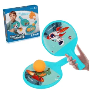 Ping Pong Trainer Set for Kids – Space & Dinosaur Theme – Indoor Sports Toy