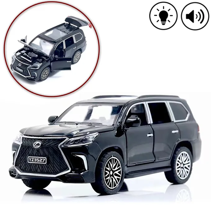Lexus Land Cruiser Prado - Alloy Children's Sports Model Car Die-Cast Metal Toy Car - Front Doors & Boot & Hood Open - Size Approx. 5 inch - Black - Image 2
