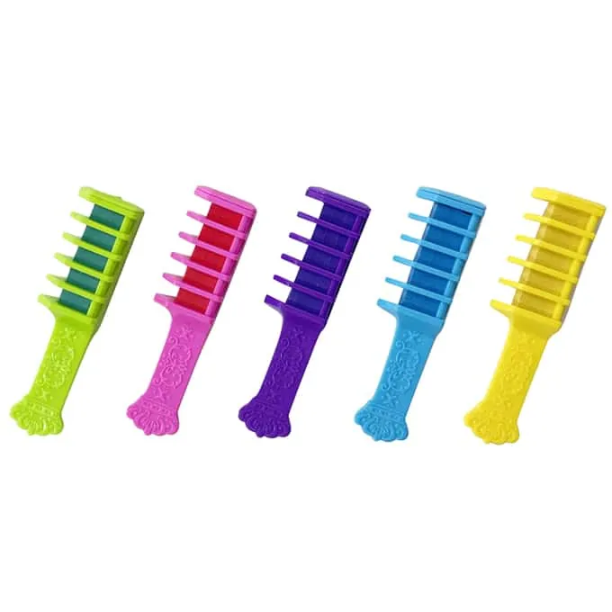 Vibrant Hair Makeover with Fashion Girl's 5 Color Hair Chalk Comb Set - Non-Toxic, Easy Application - Multicolor Beauty - Image 5